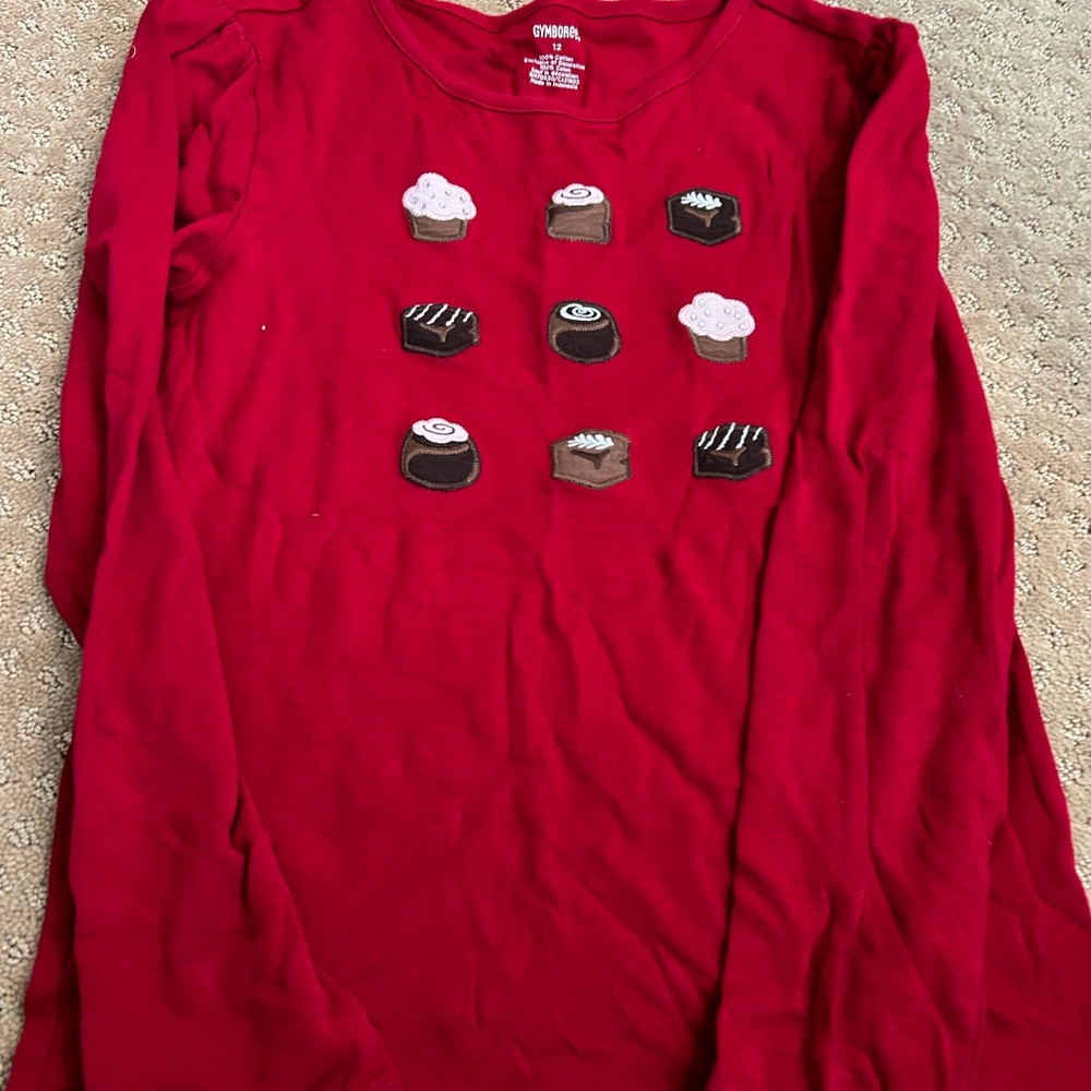 Gymboree Red Long Sleeve Tee with Cupcake Design